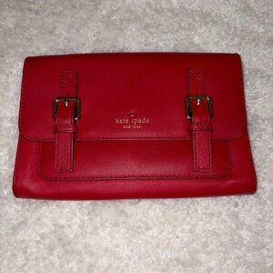 Kate Spade red leather crossbody/clutch wallet